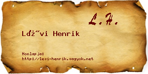 Lévi Henrik névjegykártya